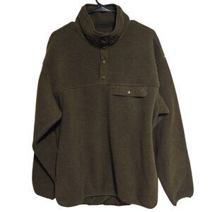 Goodfellow & Co Sherpa Snap Pullover Mens Large Olive Green Soft Cozy Warm Layer